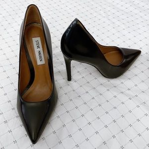 *NEW* Steve Madden Black Leather Heels Women Pump